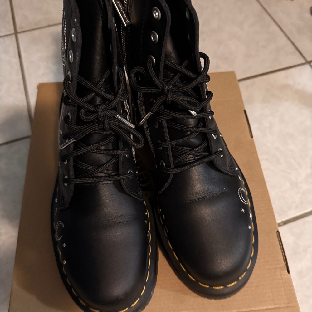 Dr. Martens Black Boots with White Butterfly Motif - Picture 4 of 5